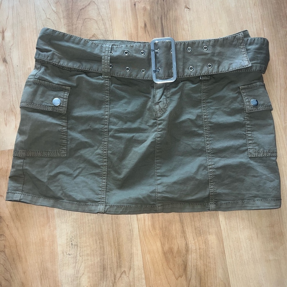 Garage Khaki Belted Skirt